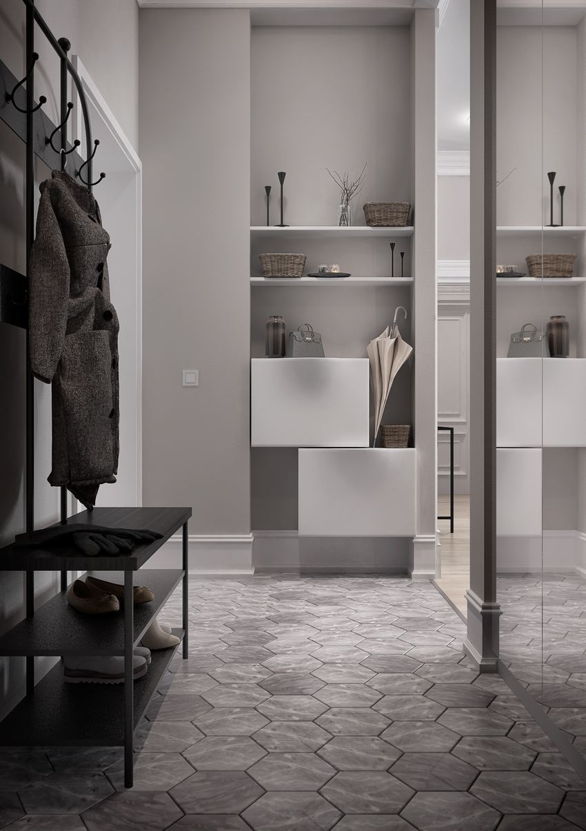 Üvegfalra cserélt konyha nappali válaszfal fiatal pár 60m2-es lakásában, teljesen semleges színpaletta világos és sötétszürke elemekkel Üvegfalra cserélt konyha nappali válaszfal fiatal pár 60m2-es lakásában, teljesen semleges színpaletta világos és sötétszürke elemekkel