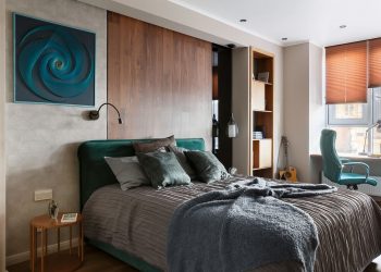 Diák új lakása 44m2-en - 18 éves egyetemista otthonának berendezése funkcionális elrendezéssel, látványos elemekkel