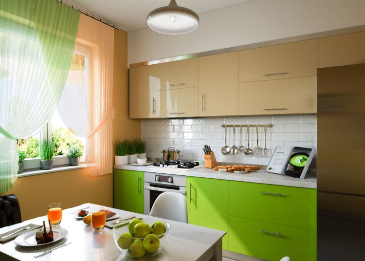 konyhabútor menta és bézs színekkel