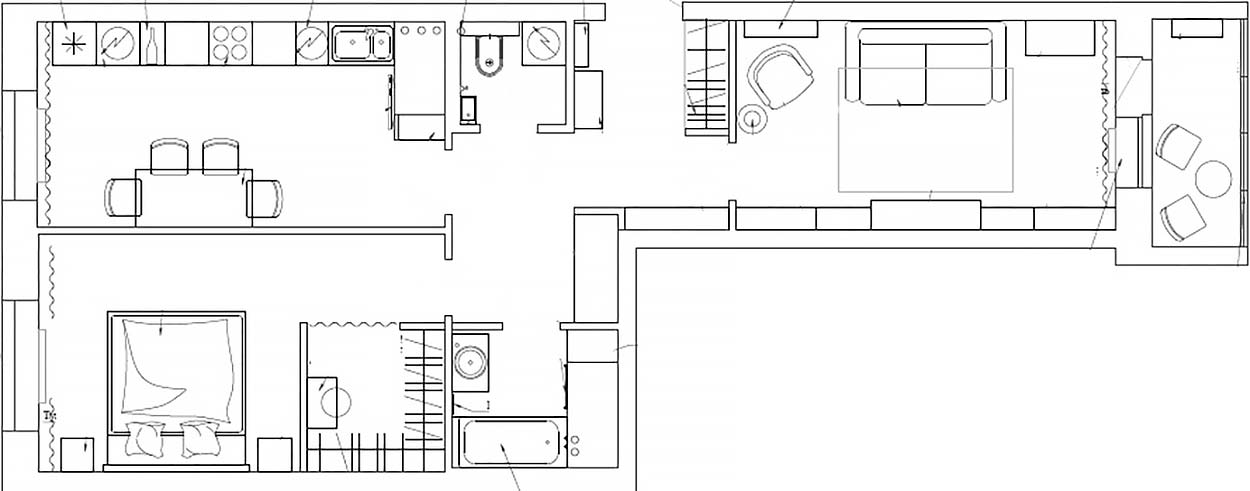 alaprajz - Keskeny szobák fiatal lány 66m2-es lakásában - pasztellszínek, olíva és kék árnyalatok, praktikus elrendezés