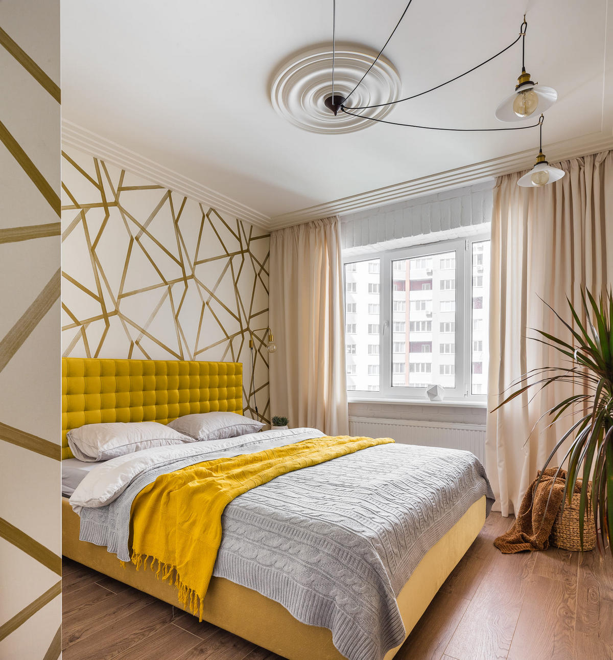 hálószoba - Modern, fiatalos lakberendezés, tágas, nyitott közös tér négyfős család 76m2-es új építésű lakásában