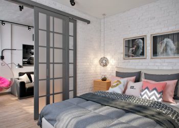 hálószoba tolóajtóval - Tökéletesen kényelmes elosztás egy vagy két embernek 50m2-en, nyitottság jól elkülönülő zónákkal