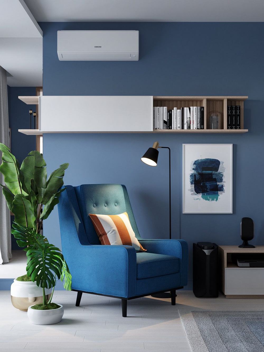 nappali - ergonomikus és kényelmes berendezés fiatal család 103 négyzetméteres, háromszobás otthonában