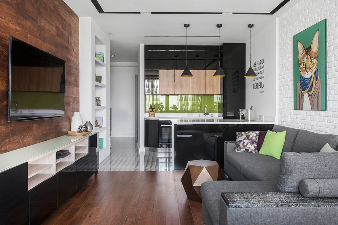 Friss, modern stílus, eredeti és kényelmes berendezés 74m2-en fényes, természetes felületekkel