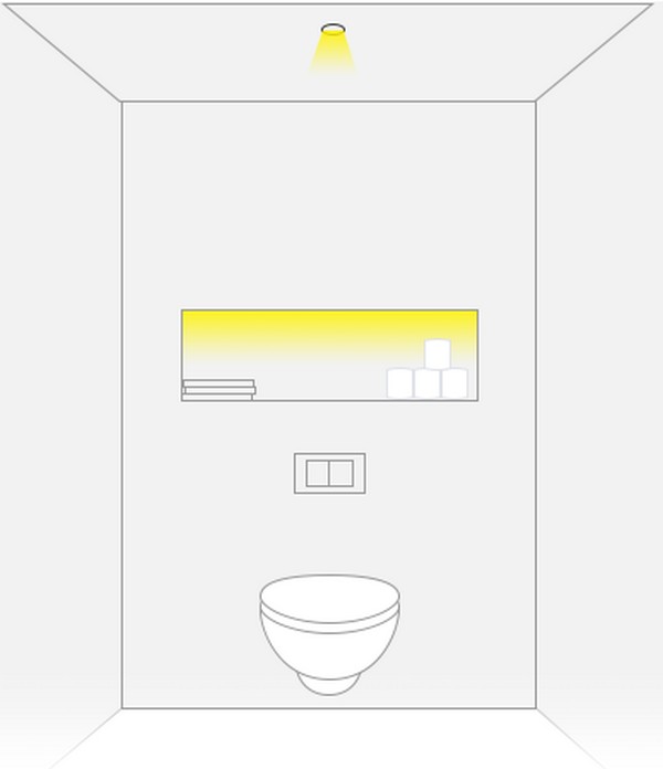 WC világítása - elegendő lehet 2-300 lm egy 1-2 m2-es mellékhelyiségben