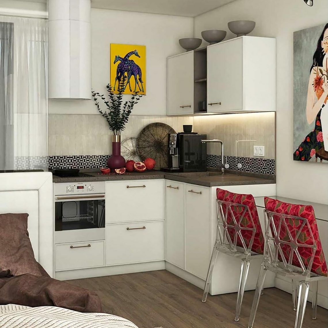 20m2 tökéletesen praktikus és ízléses berendezése, egy fiatalnak élhetően kialakított mini otthon