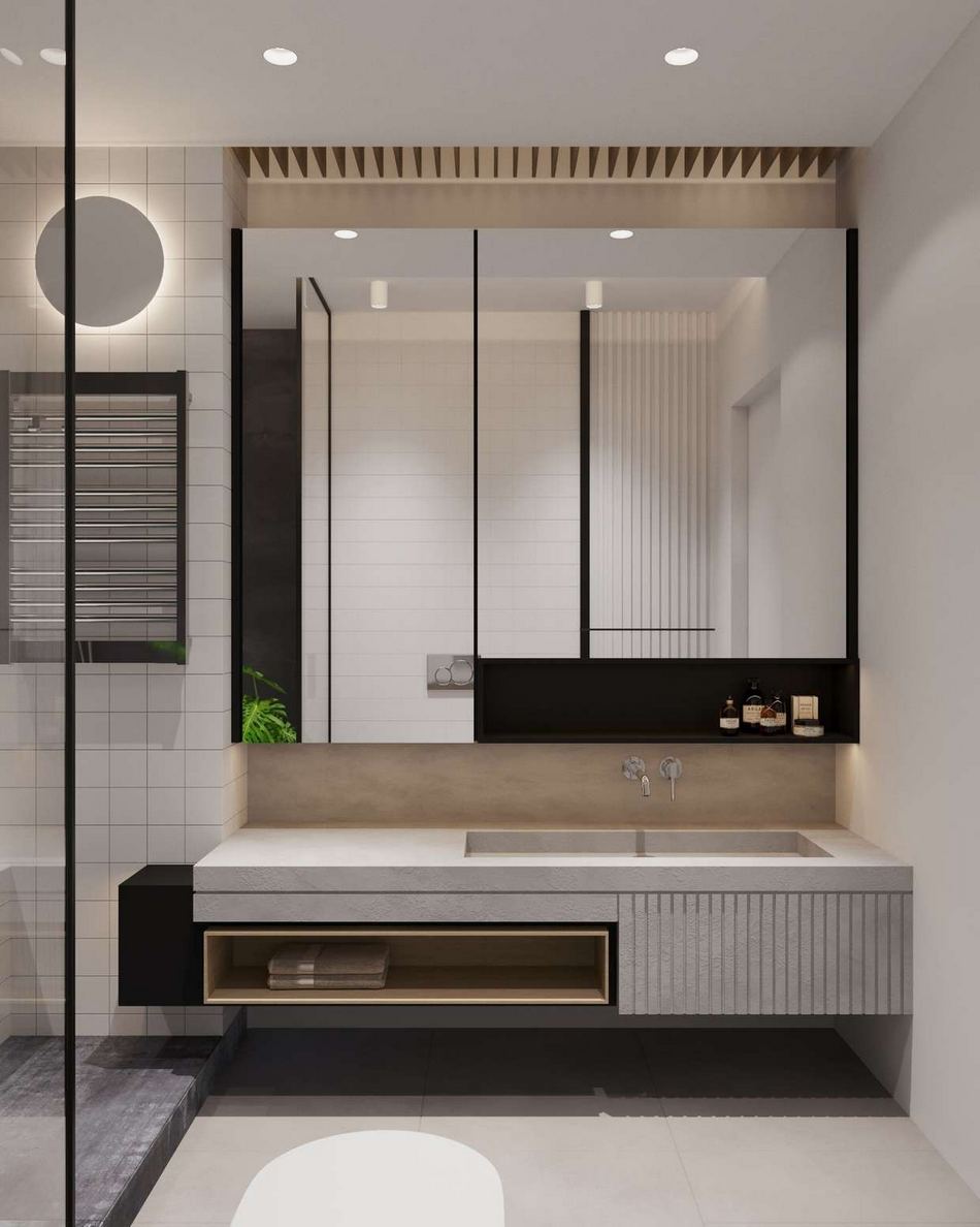 Fürdőszoba dekoráció geometrikus mintákkal, formákkal - új fürdőszoba trendek 2020
