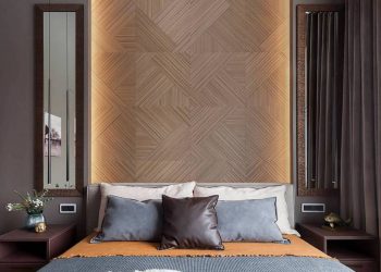 Rejtett LED világítás az ágy mögötti falon