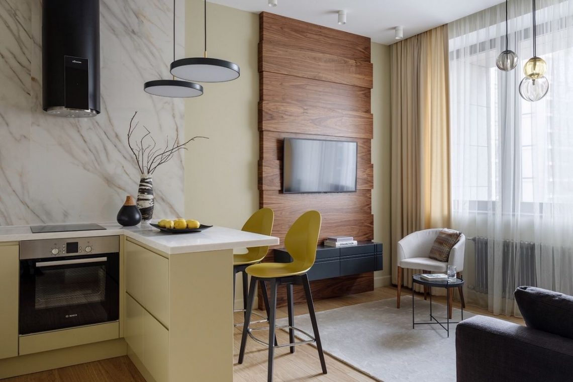 modern minimál lakberendezés 48m2-en természetes színekkel