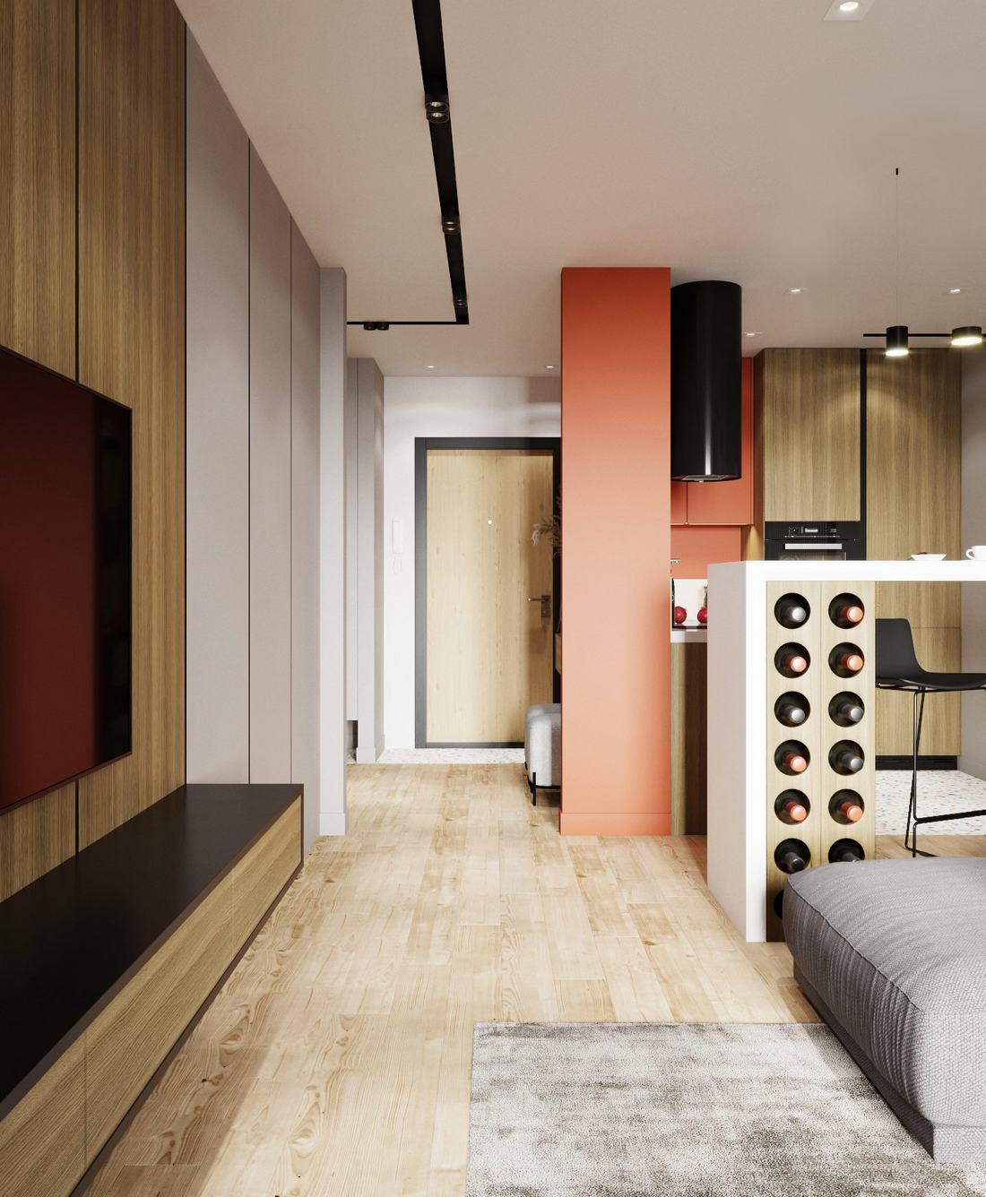 Modern lakásberendezés, érdekes dekoráció, szép színek 55 négyzetméteren Modern lakásberendezés, érdekes dekoráció, szép színek 55 négyzetméteren