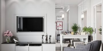 nappali - Anya és lánya kétszobás 58m2-es panel otthona fehérbe öltöztetve, teljes lakásfelújítás IKEA bútorokkal, tükrökkel
