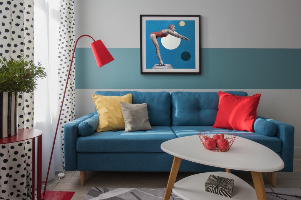 Színesen, egyedien berendezett 46m2-es lakás, modern skandináv stílus