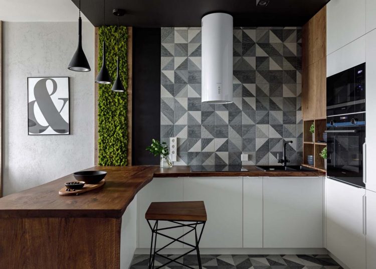 Tökéletesen tervezett tér fiatal férfi 47m-es, stílusos, modern lakásában - természetes monokróm színpaletta