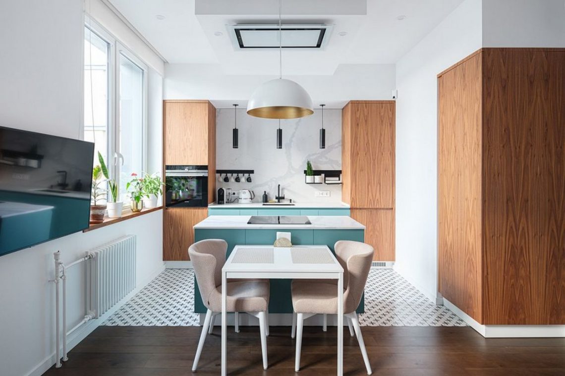 Konyhasziget, tágas, kényelmes terek 54m-en, fiatal nő lakása egyszerű, világos berendezéssel, természetes anyagokkal