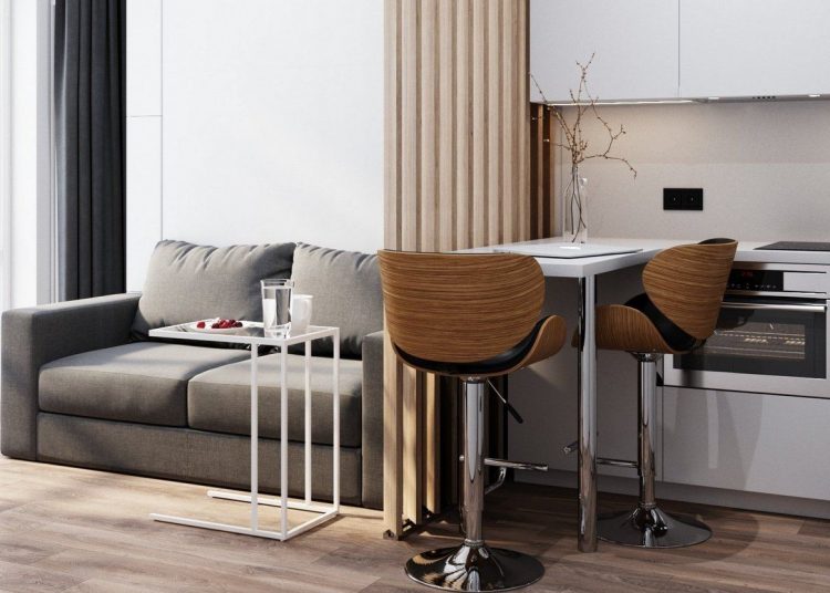 Szekrényágy, sok tárolóhely és minden fontos funkció 23m2-en, modern berendezés mini lakásban