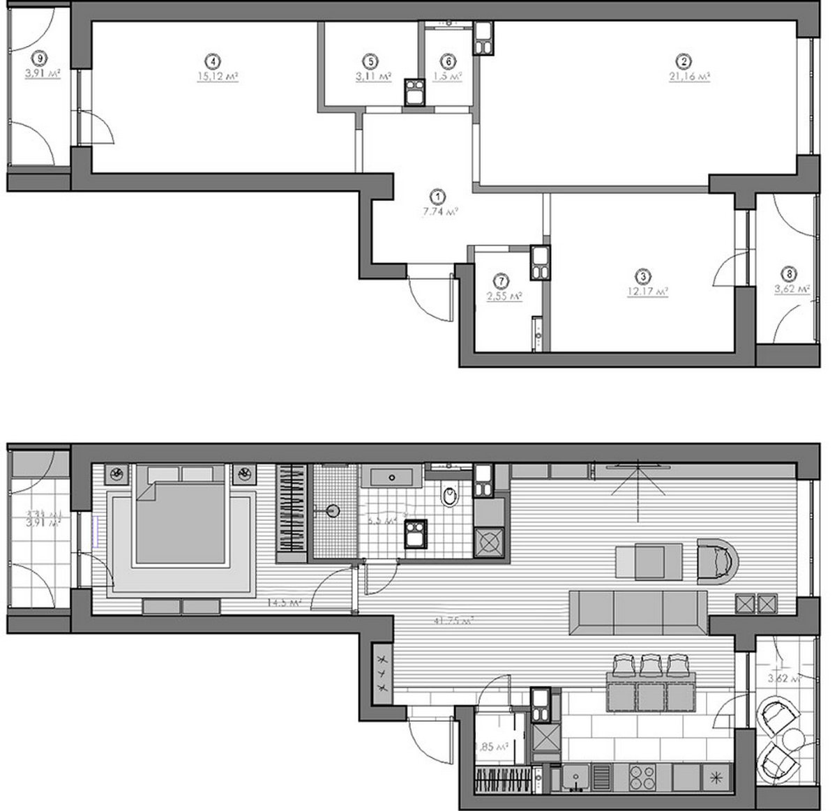 Letisztult, modern, elegáns lakberendezés - hölgy 63m2-es lakása, a tér átszervezésével személyre szabott enteriőr