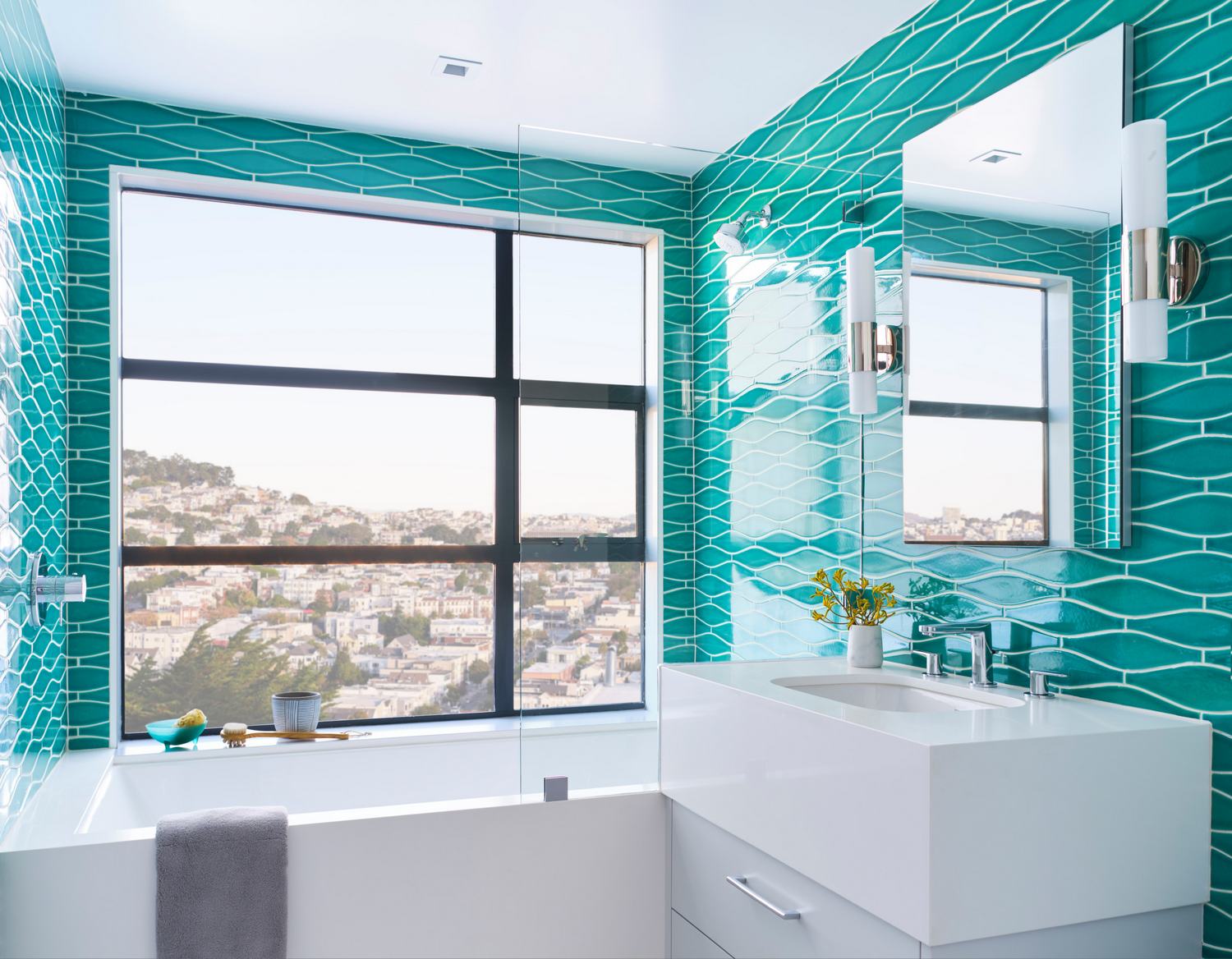 türkiz - 14 látványos szín ötlet új fürdőszoba elevenebb, vidámabb hangulatú dekorációjához