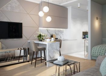 Elegáns bútorok, logikus elosztás, lágy színek fiatal lány 32m2-es lakásának berendezésében