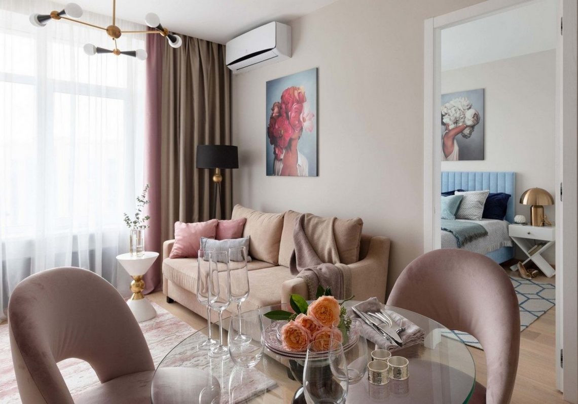 Fiatal nő kényelmes új otthona 38m2-en, harmonikus színek, élhető elosztás