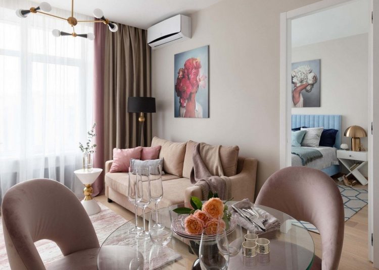 Fiatal nő kényelmes új otthona 38m2-en, harmonikus színek, élhető elosztás