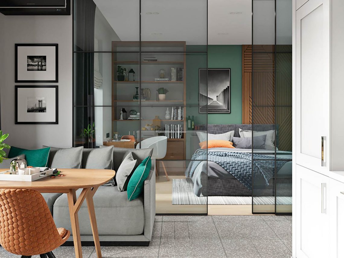 Kényelmes, dekoratív kis lakás jól megtervezett elosztással, ügyesen kihasznált terekkel