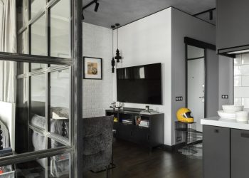 Fiatal pár 40m2-es új lakása, az adottságokhoz igazítva az elosztást, loggia beépítés - monokróm színpaletta, üvegfallal leválasztott hálószoba