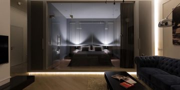 Látványos hangulatvilágítás - elegáns, modern 50m2-es lakás tiszta vonalakkal, különleges hálószobával