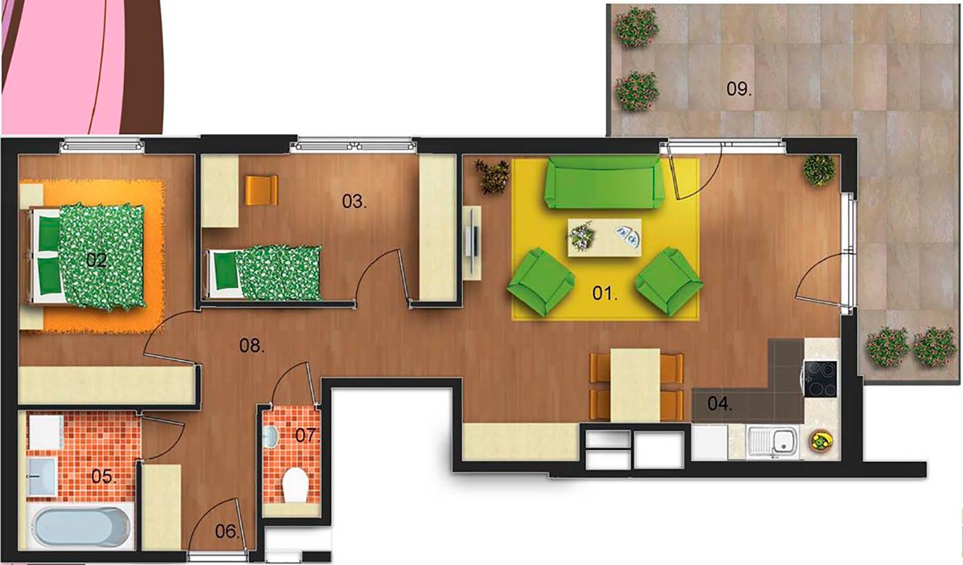 Lakás Zuglóban - 70m2-es új ingatlan egy térben kialakított nappali, konyha, étkező zónákkal