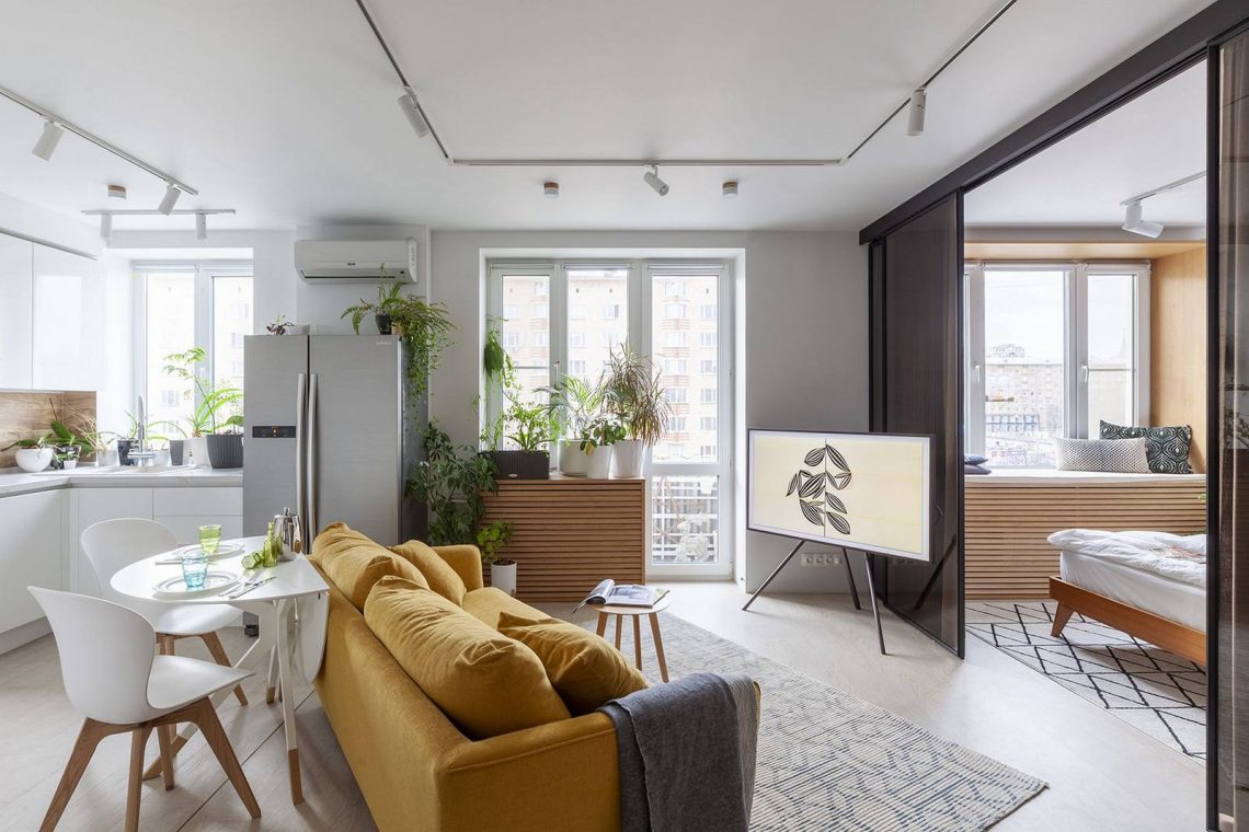 Fiatal pár 46m2-es otthona saját igényekre szabott elosztással, modern, fiatalos berendezéssel