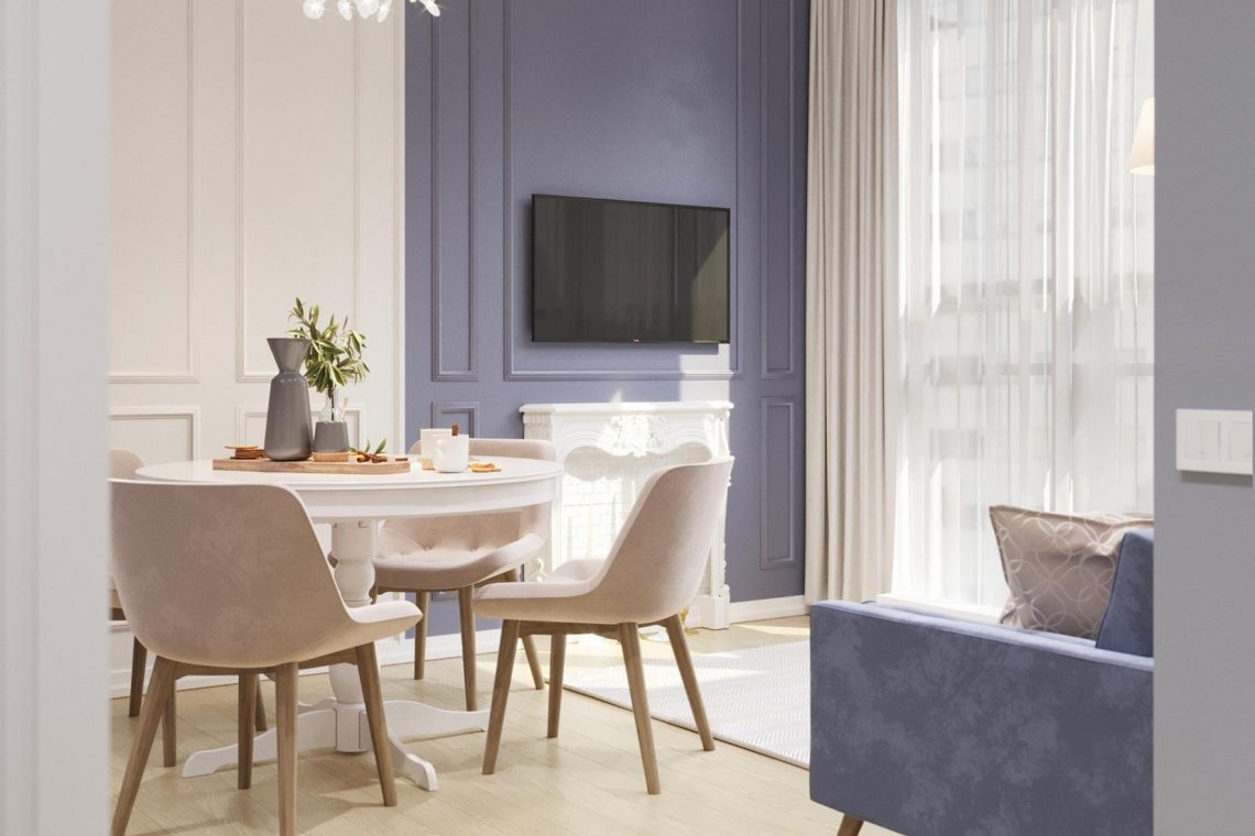 Szép, egységes kompozíció színekkel 45m2-en, finoman nőies, modern klasszikus lakberendezés