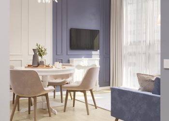 Szép, egységes kompozíció színekkel 45m2-en, finoman nőies, modern klasszikus lakberendezés