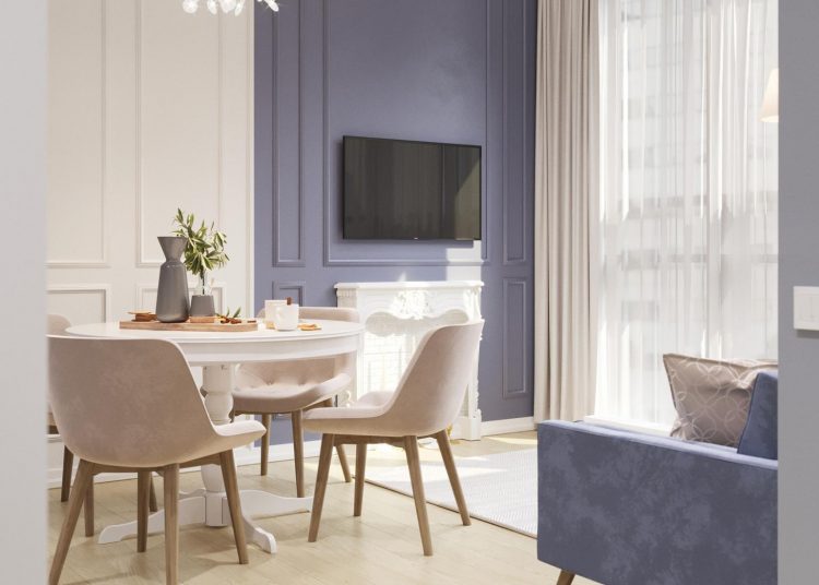 Szép, egységes kompozíció színekkel 45m2-en, finoman nőies, modern klasszikus lakberendezés