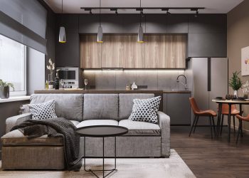 Fiatal pár kétszobás, 66m2-es modern lakása, kissé sötétebbre hangolva a dekorációt