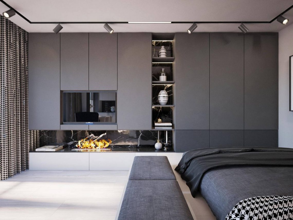 Szürke és fehér elegáns párosítása, kis lakás egyedien, modern stílusban berendezve, 30m2