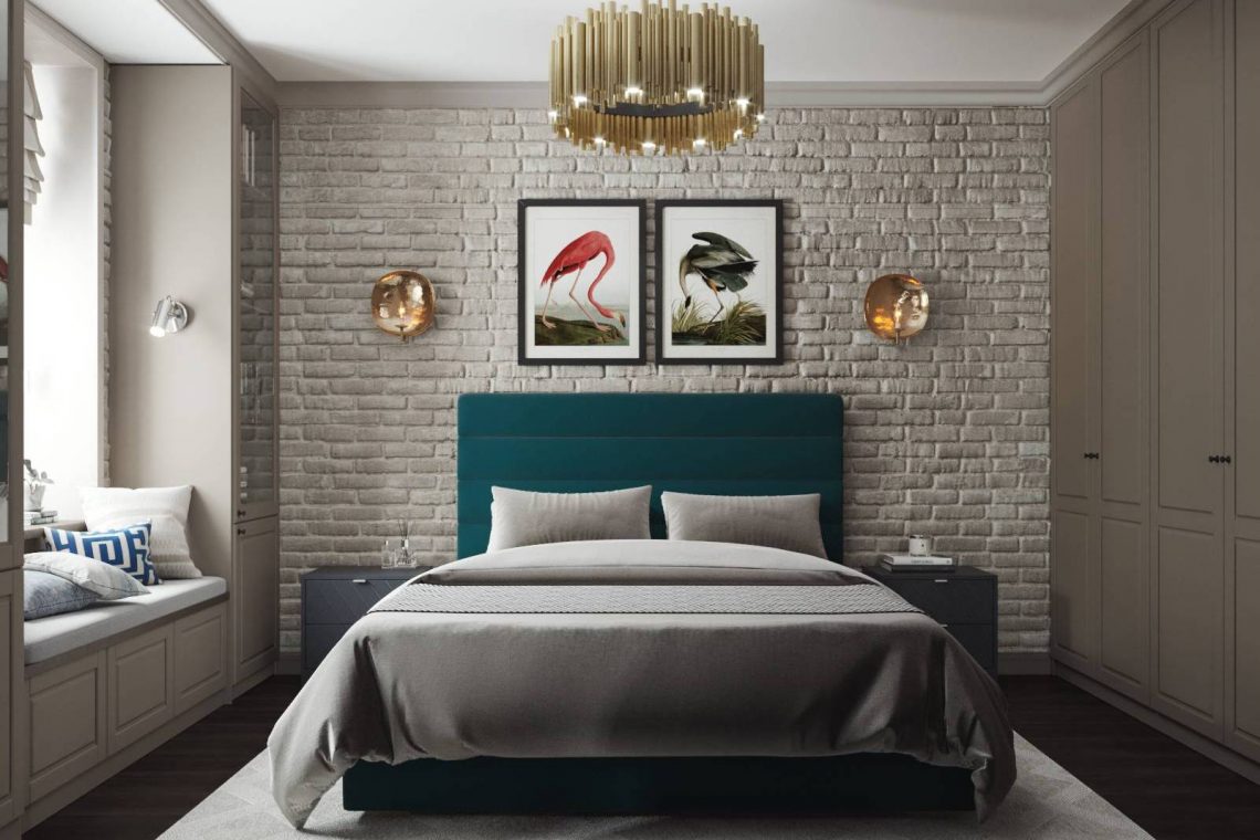 Új építésű, szabálytalan alakú 80m2-es lakás otthonos berendezése tégla díszítéssel