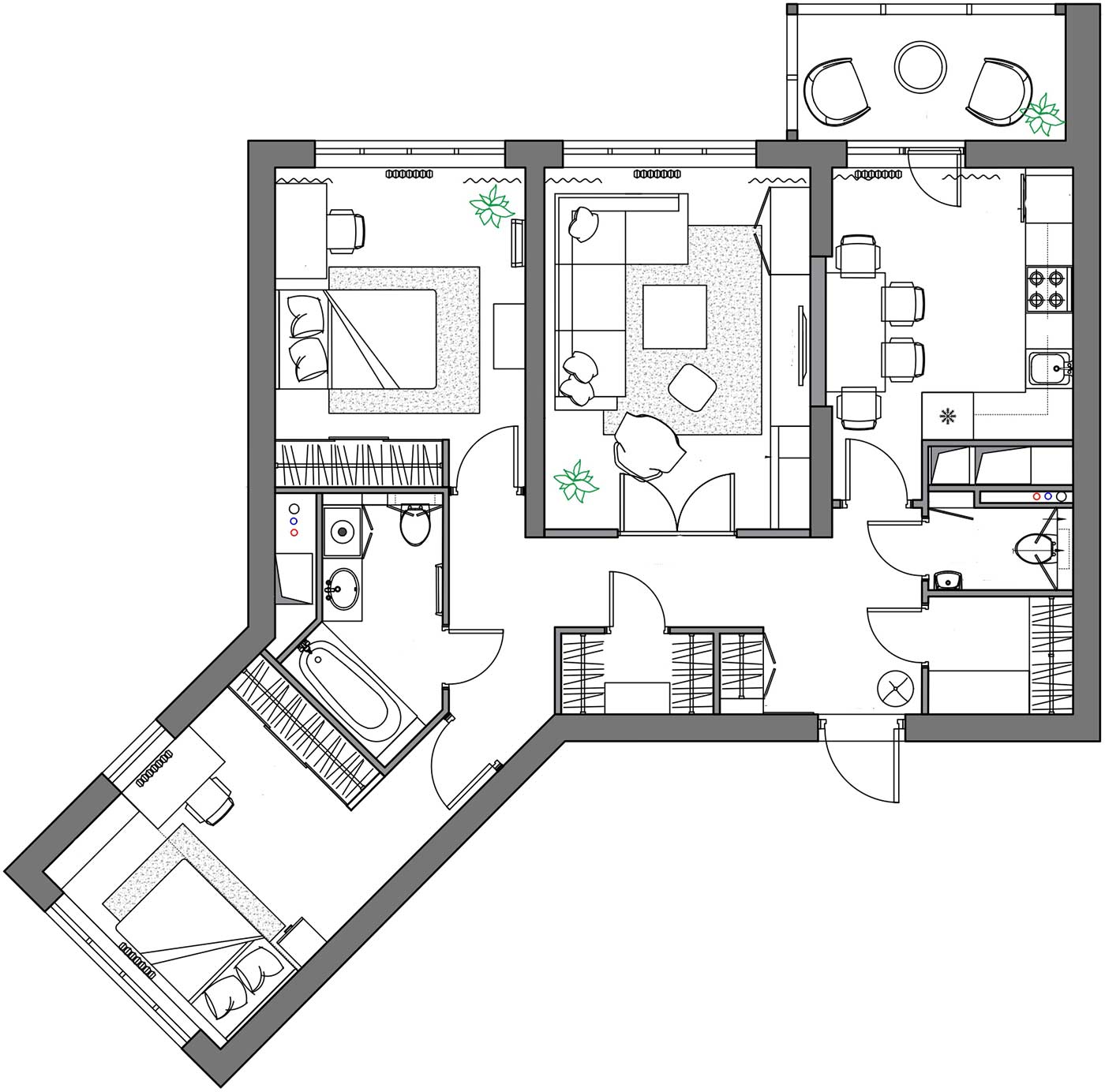 83m2-es lakás optimális elosztással, 3 külön szobával, sok tárolóhellyel