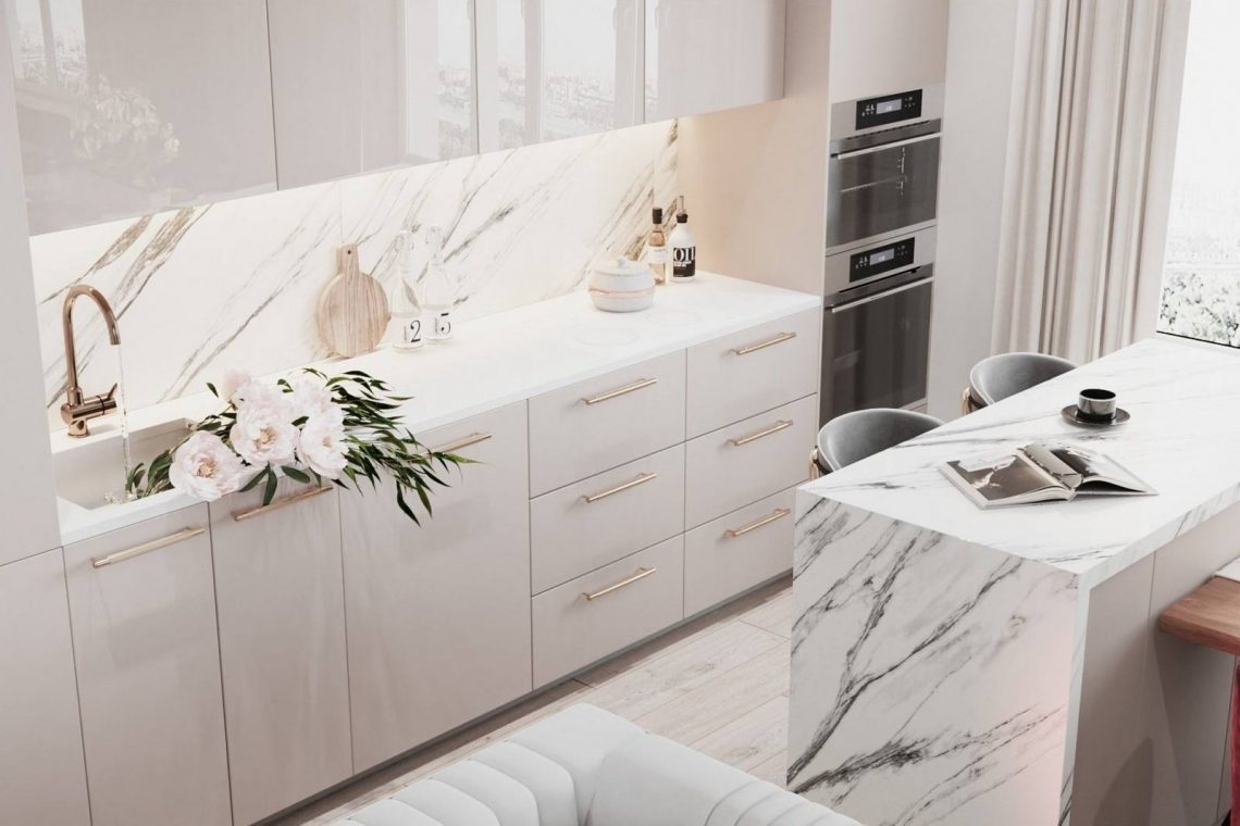 Fekete kőporcelán, fa és márvány elegáns ötvözése egy 83 m2-es, négyszobás lakásban