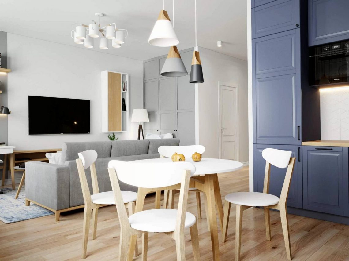 Fiatal család modern otthona szolid, praktikus skandináv stílusban berendezve