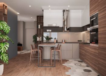 Meleg szürke árnyalatok és természetes fa gyönyörű párosítása 54m2-en, modern berendezés