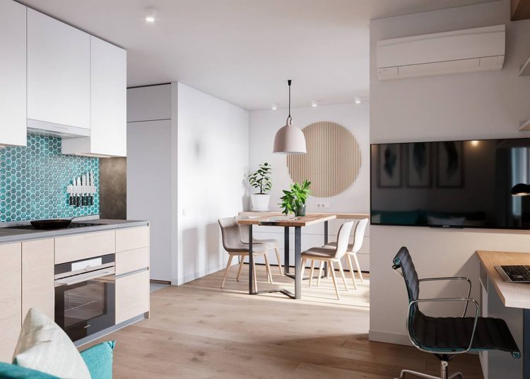 Otthonról dolgozó fiatal nő 42m2-es lakása jól szervezett világos terekkel, modern berendezéssel