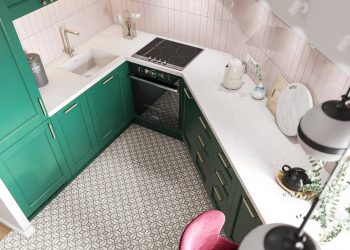 Család 74m2-es új otthona, konyha szabálytalan alakú helyiségben, gyerekszoba, különleges színek