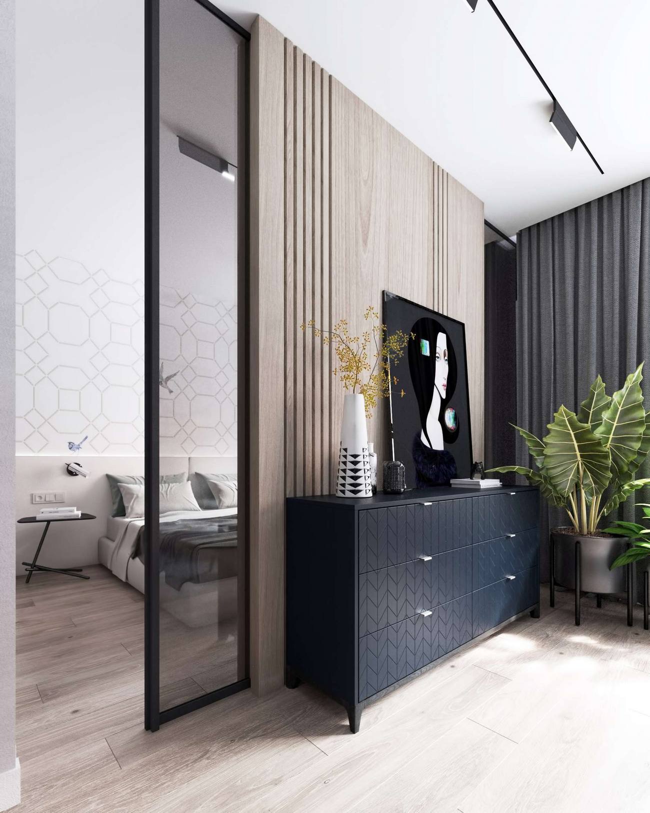 Fiatal nő 33m2-es új lakása visszafogott, modern lakberendezéssel, személyre szabott térrel Fiatal nő 33m2-es új lakása visszafogott, modern lakberendezéssel, személyre szabott térrel