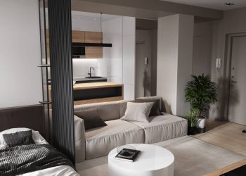 Nagyon jól tervezett nyitott elosztás 37m2-en, modern berendezés természetes hangulattal