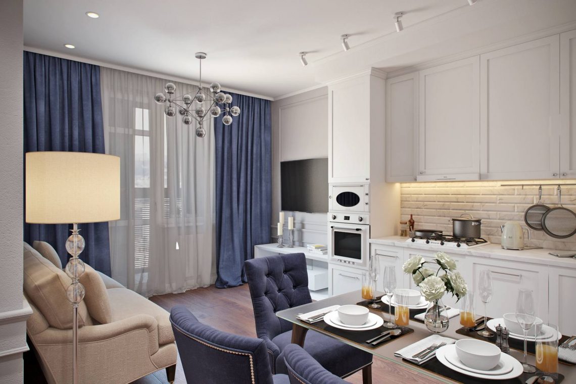 Nem mondott le a házaspár 45m2-en sem az elegáns enteriőrről - kis lakás modern és amerikai klasszikus stílusban