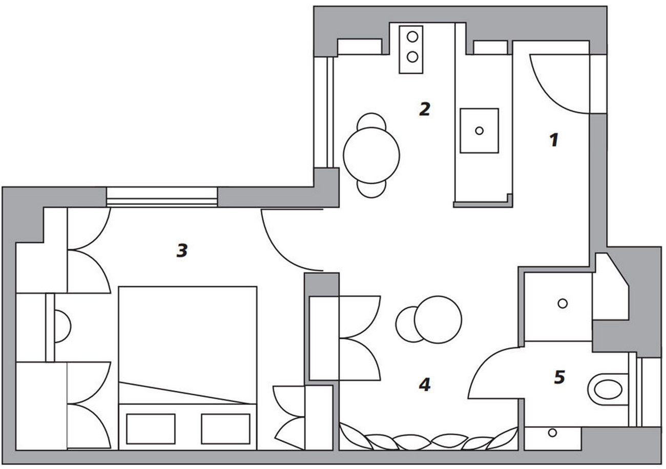 Csodák kis terekben: 25m2-es lakás szobákra osztva, hangulatos berendezés és színek, belső ablakok