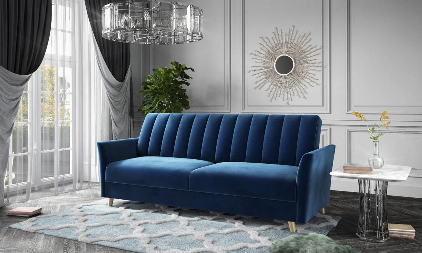 LS Nadia kék bársony kanapéágy