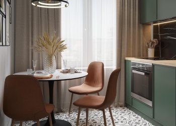 Egyetemista lánynak berendezett 33m2-es lakás szép, mély színekkel, egy szobával