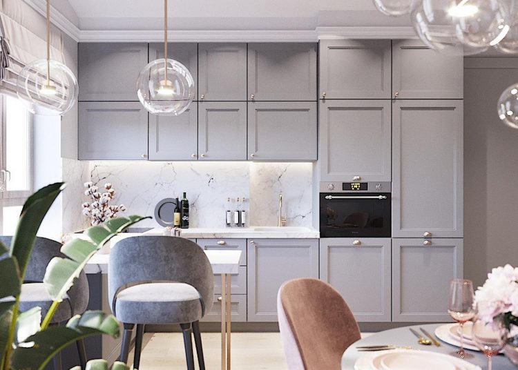 Keskeny 45m2-es lakás optimális berendezése félig nyitottan, lágy és semleges színekkel