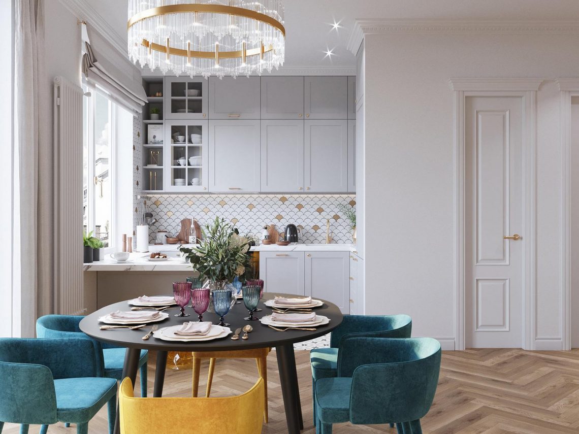 A tér teljes átszervezése kétgyermekes család 79m2-es otthonában