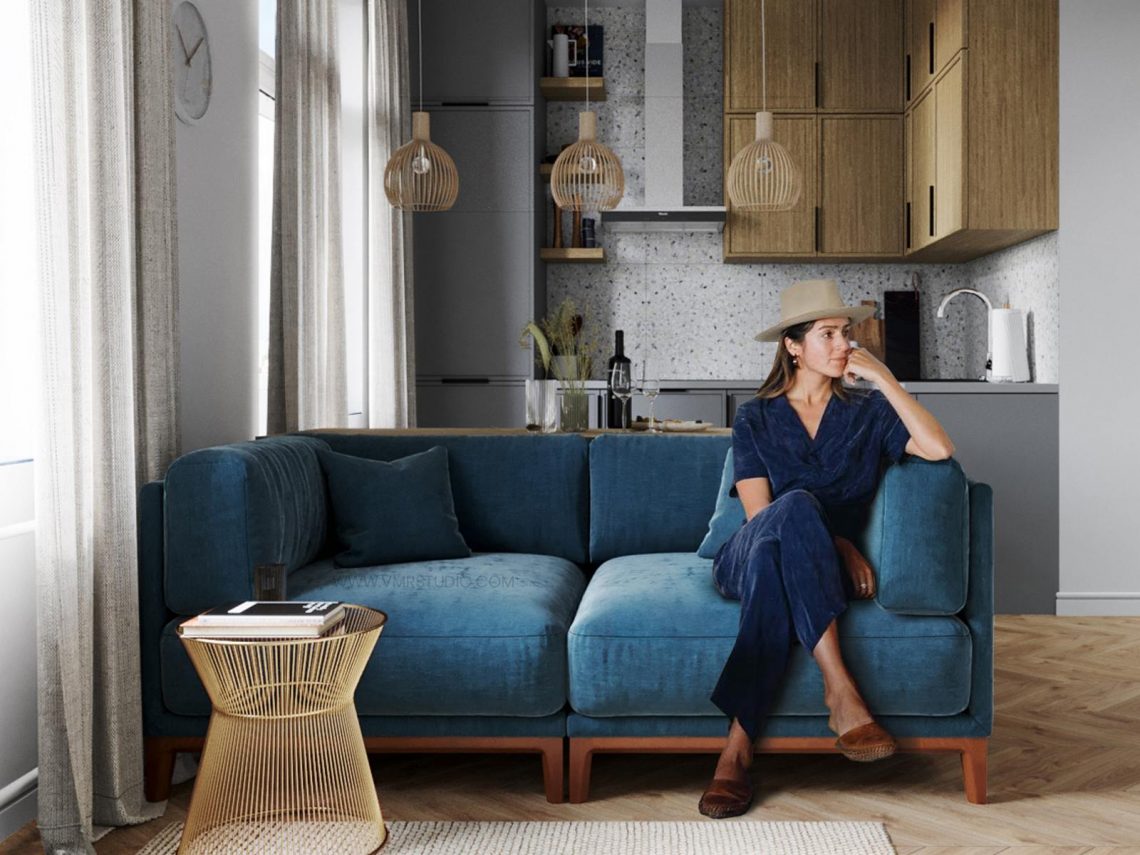 Hogyan alakított ki fiatal hölgy ügyfelének praktikus és hangulatos kis 33m-es otthont a lakberendező